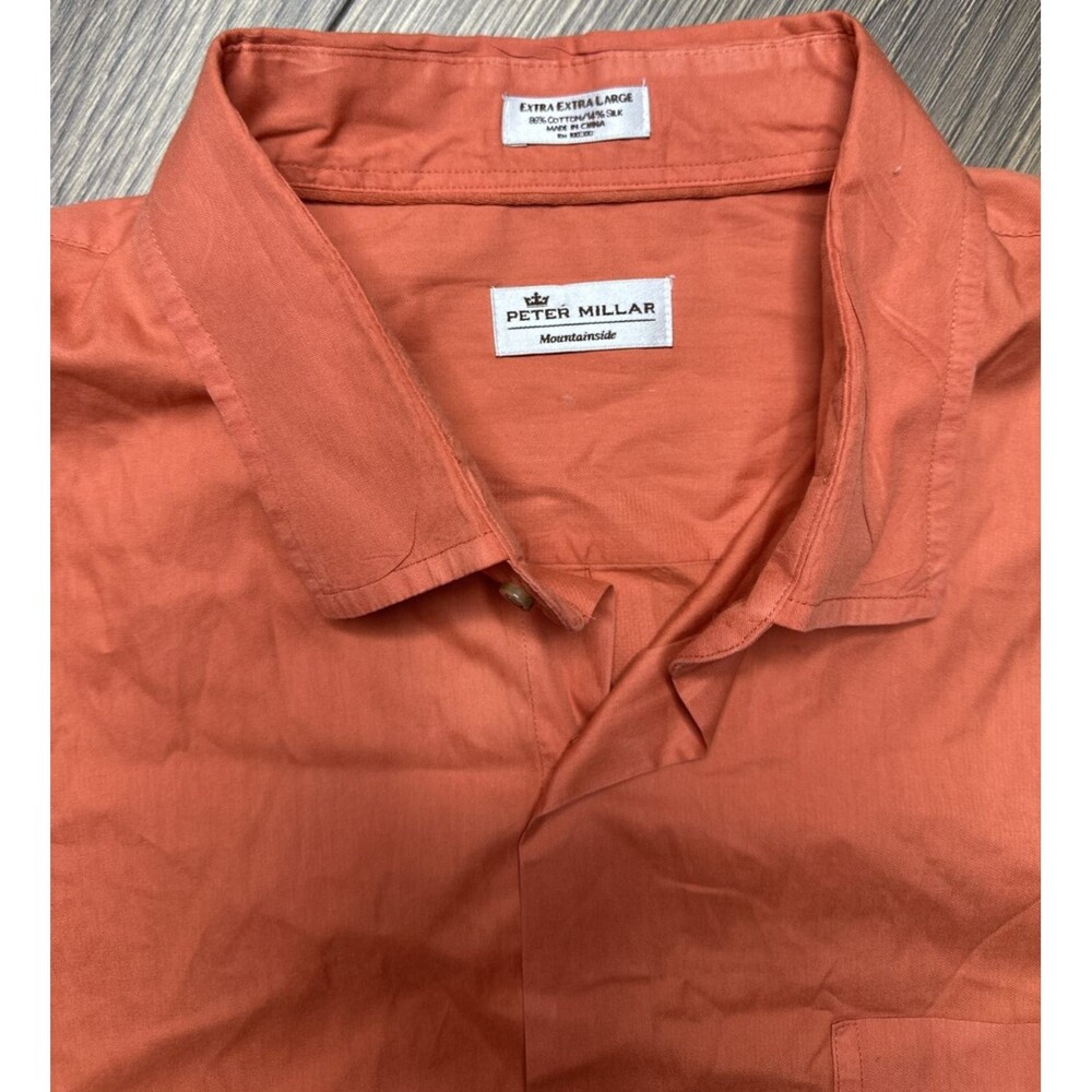 Peter Millar Mens Mountainside Collection Sport Shirt Orange Cotton Silk XXL